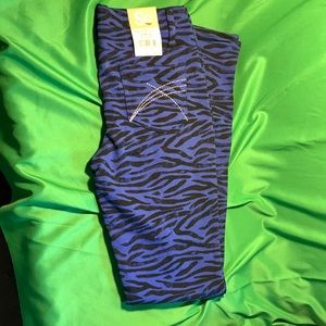 NWT GIRLS SONOMA SO ADJUSTABLE WAIST JEGGING SZ 14 BLACK/BLUE ZEBRA STRIPES